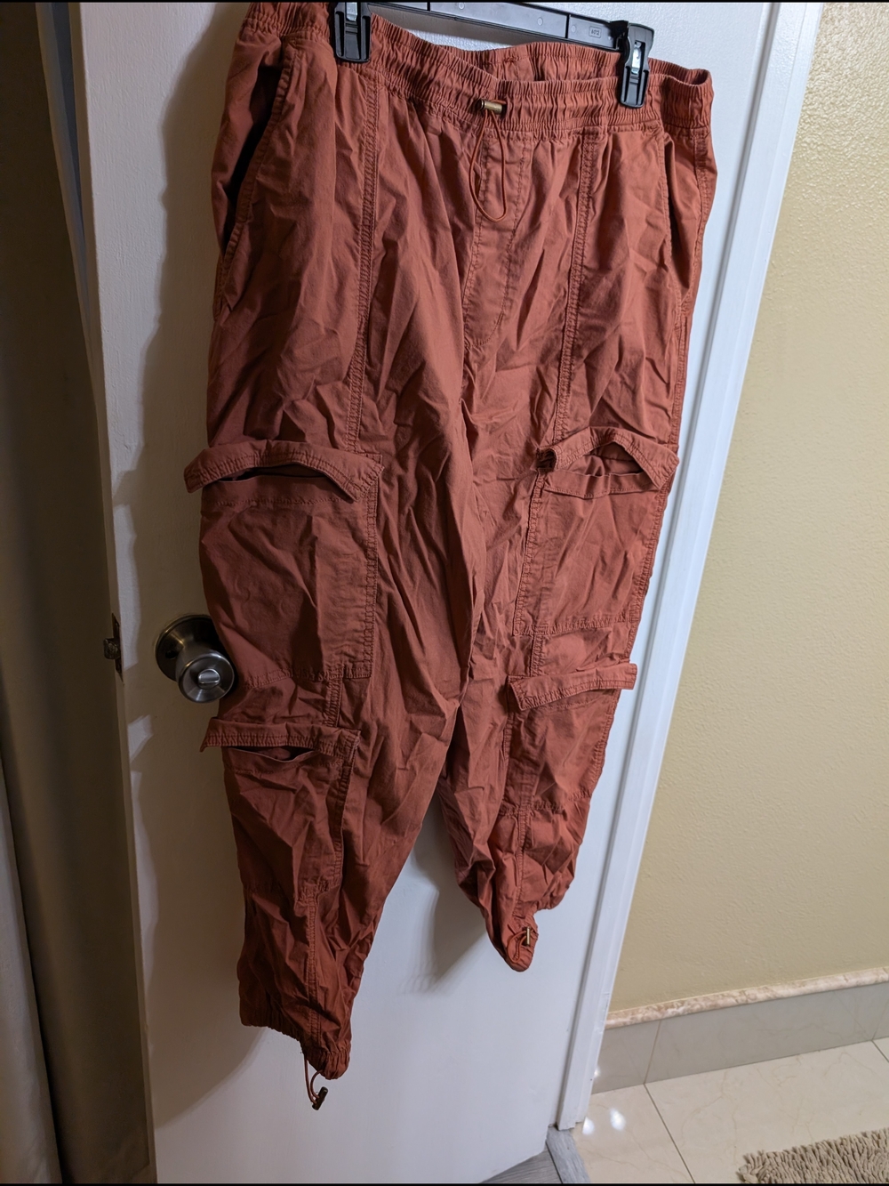 Rust Cargo Pants with Drawstring Waist
